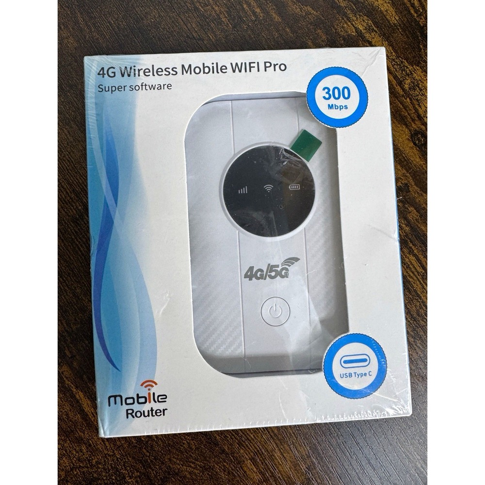 4G LTE Wi-Fi Hotspot Modem 300 Mbps Unlocked USB-C White for Phone/Tablet Sealed